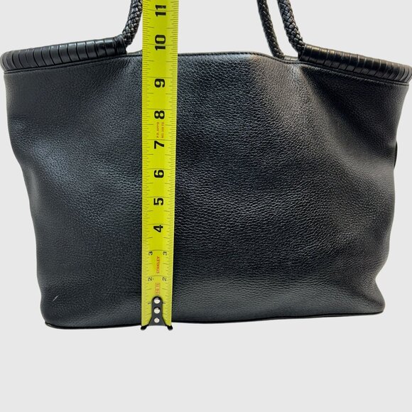 Tory Burch Black Pebbled Leather Tote Bag With Braided Handles - Picture 6 of 12